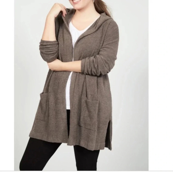 Barefoot Dreams CozyChic Lite Hooded Cardigan Medium - Picture 1 of 11